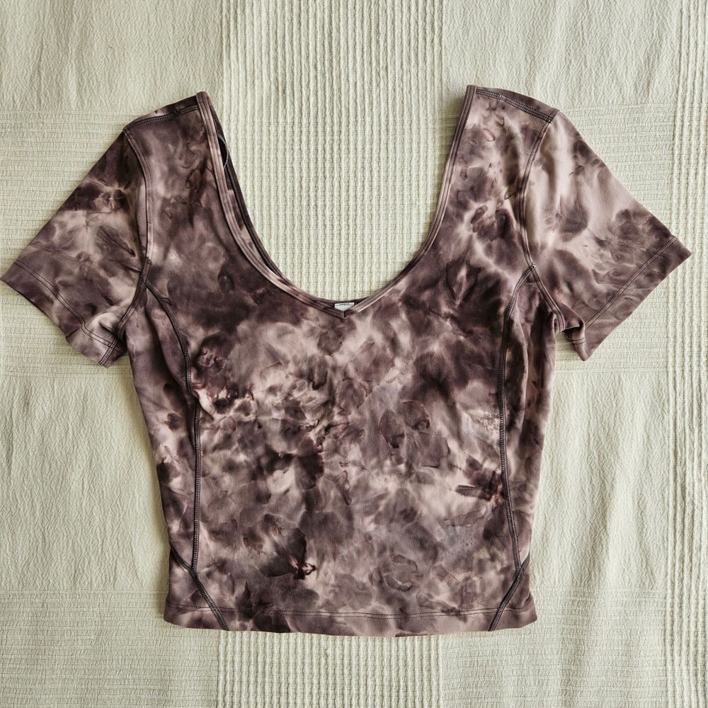 Lululemon Align Short Sleeve Cropped Tee Tie Dye Size 4 Nulu Fabric Yoga Top